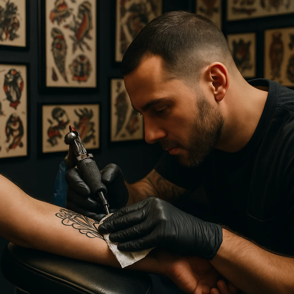 Fresh fine-line tattoo